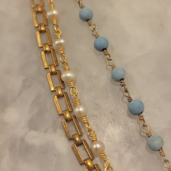 Dauphine New York Gold Goddess Boho Festival Headband HeadPiece Pearl Turquoise - Picture 3 of 7